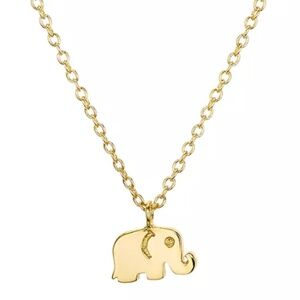 AQUA Gold Statement Necklace Tiny Elephant Pendant NWT